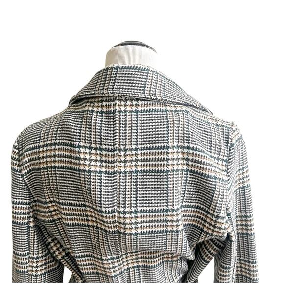 Love Tree Size Large Plaid Longline PeaCoat Belted Multicolor Pockets Preppy - Picture 4 of 13